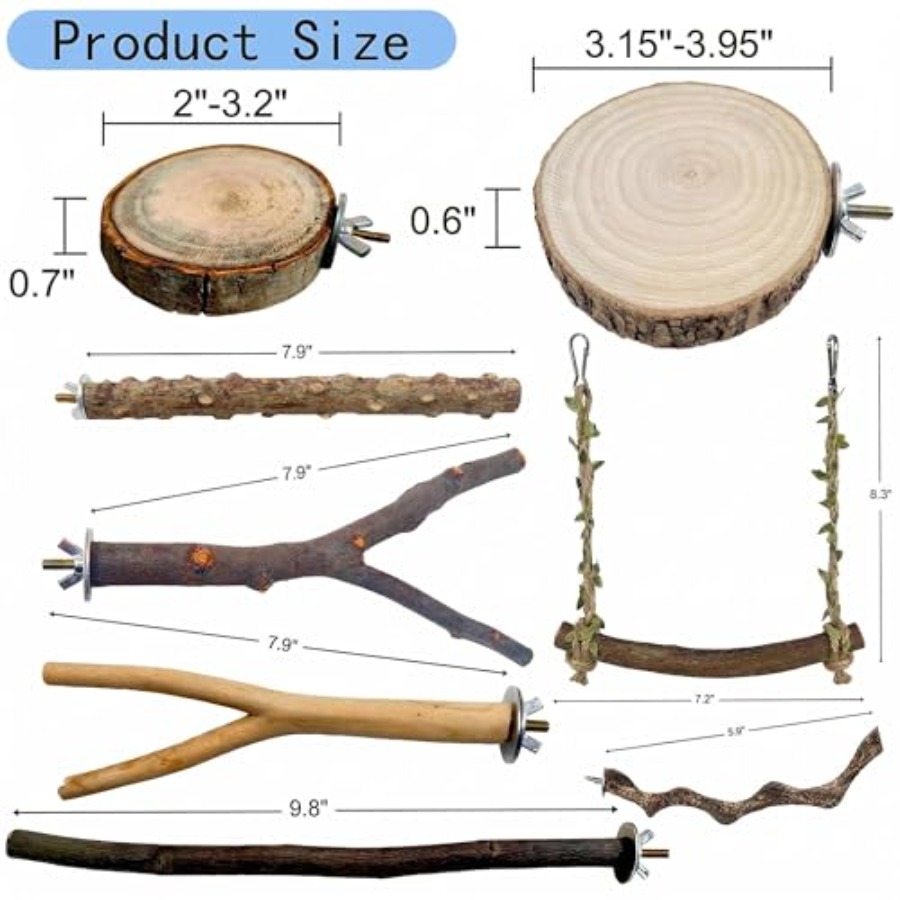8PCS natural wood bird perches - Health & Wellness Waiver Indiana ulasan dan harga